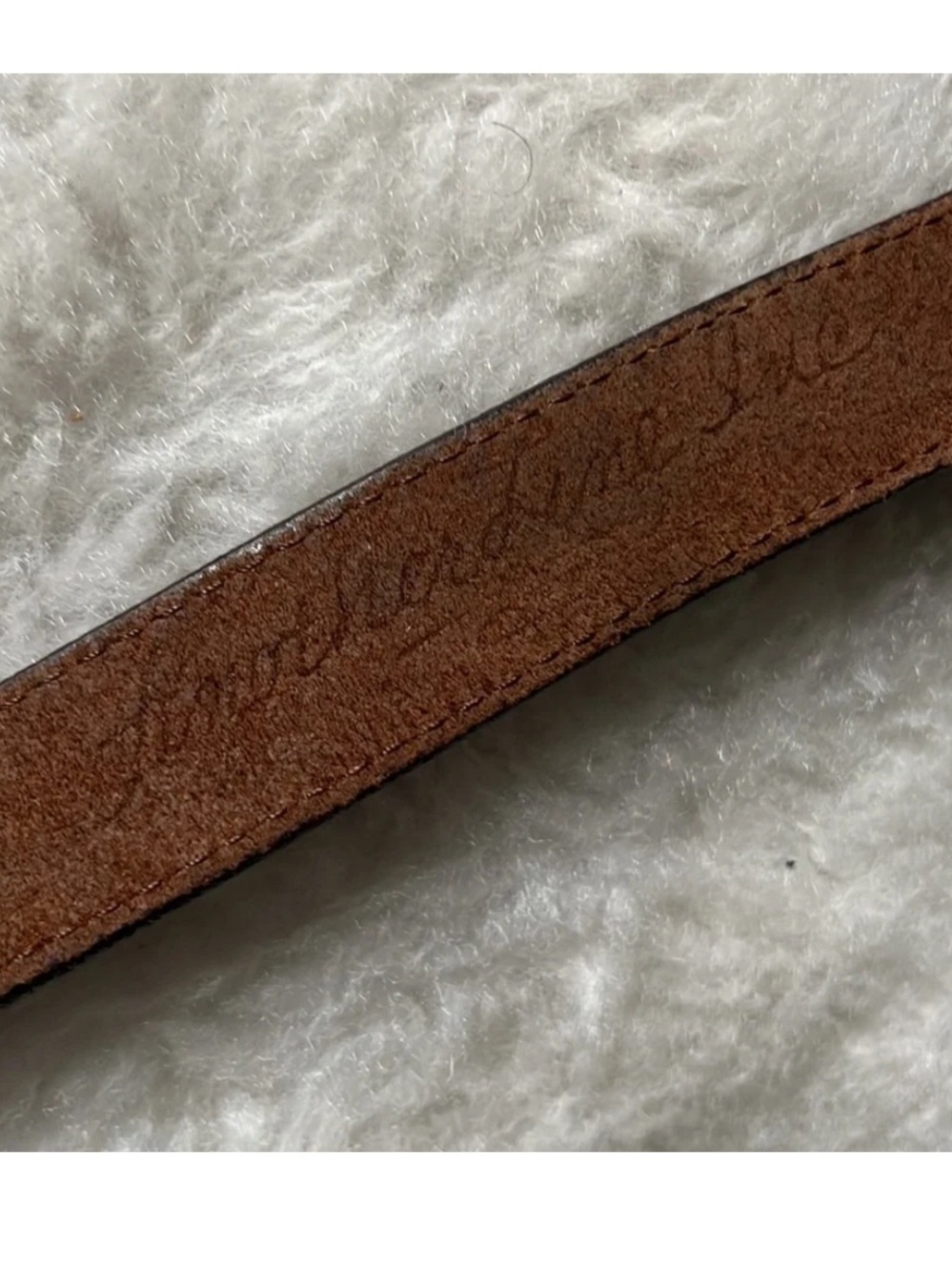 Vintage Frontier Line brown leather belt with fancy engraved buckle and end 32 - Picture 4 of 10